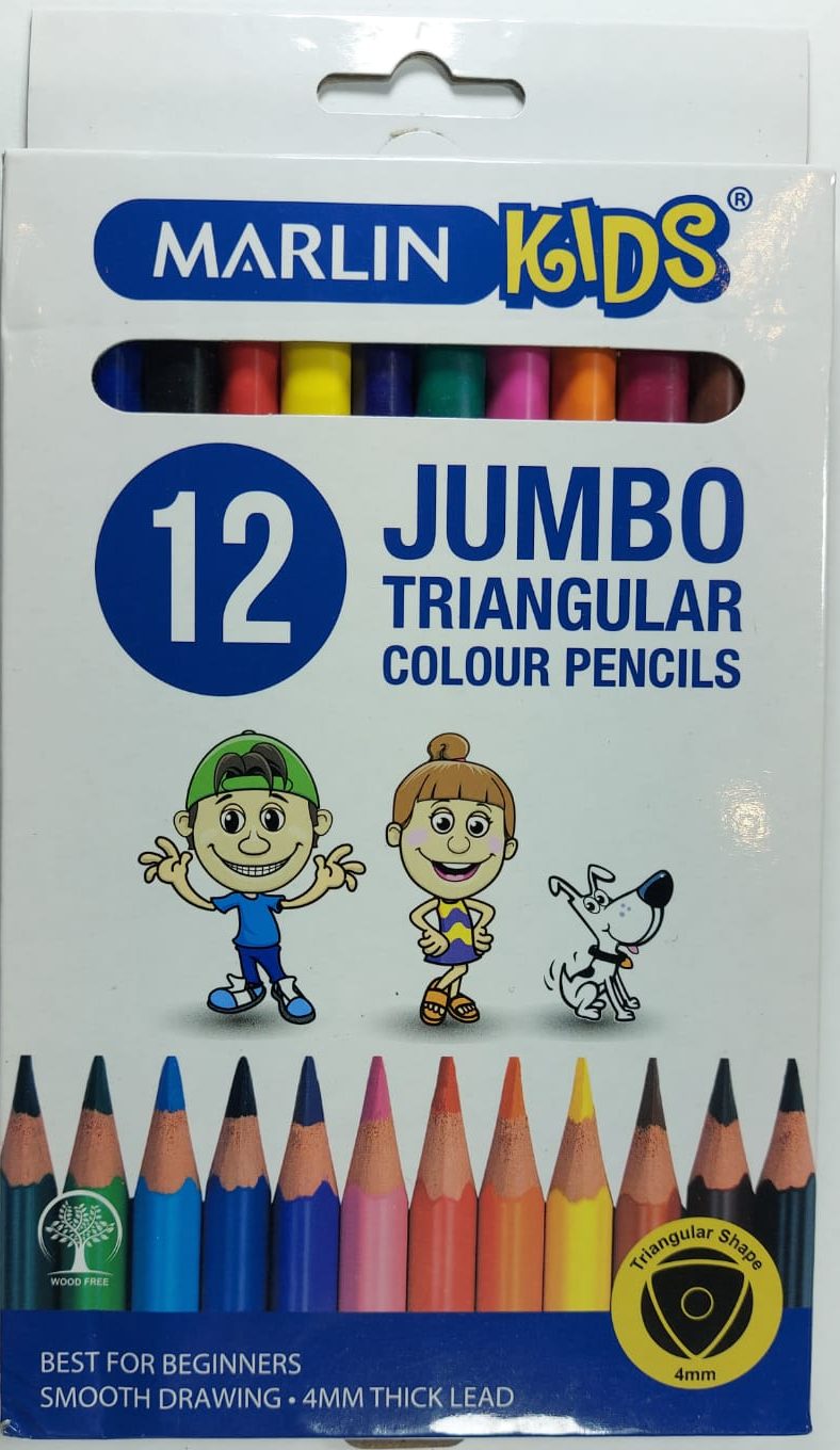 12 Jumbo triangular colour pencils ⋆ BrainySparks